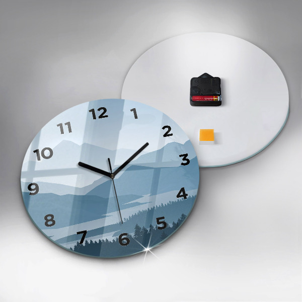 Round glass wall clock Mountain Landscape