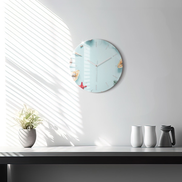 Round glass wall clock Holiday composition