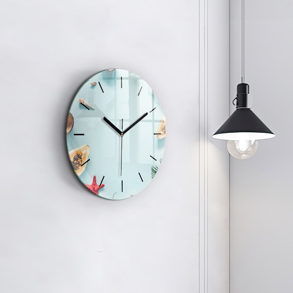 Round glass wall clock Holiday composition