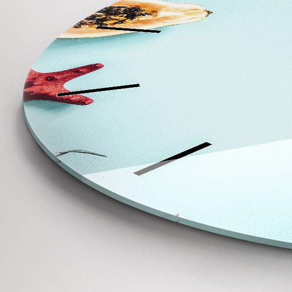 Round glass wall clock Holiday composition