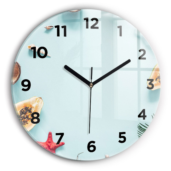 Round glass wall clock Holiday composition