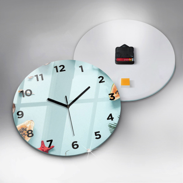 Round glass wall clock Holiday composition