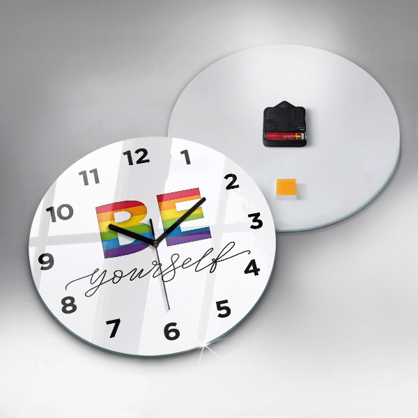 Round glass wall clock The inscription Be yourself
