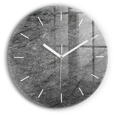 Round glass wall clock Volcanic rock