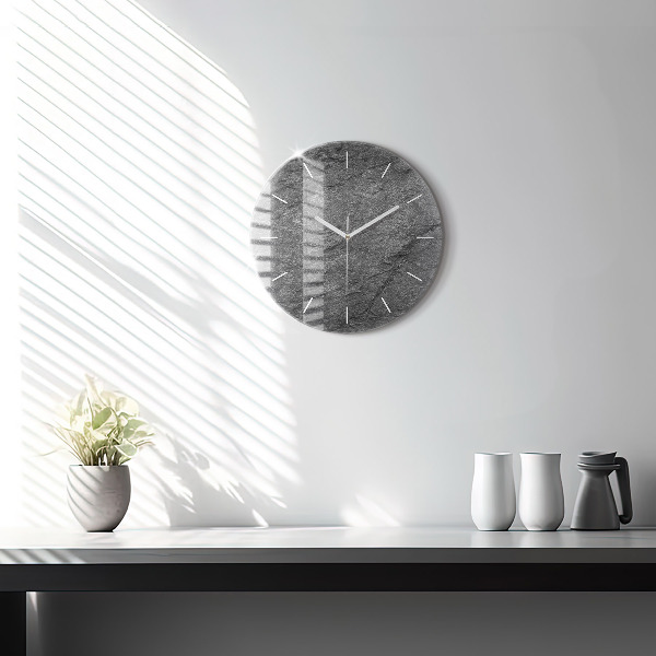 Round glass wall clock Volcanic rock