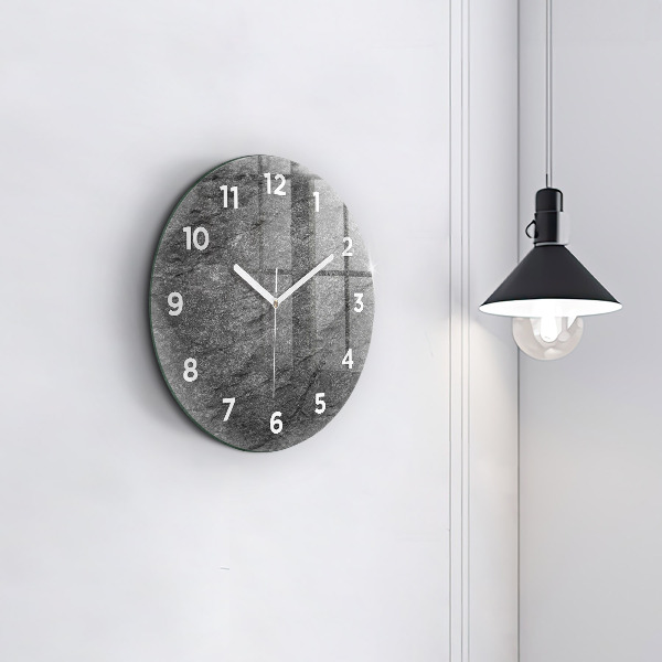 Round glass wall clock Volcanic rock