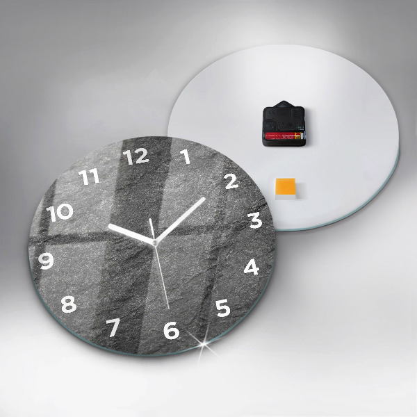 Round glass wall clock Volcanic rock