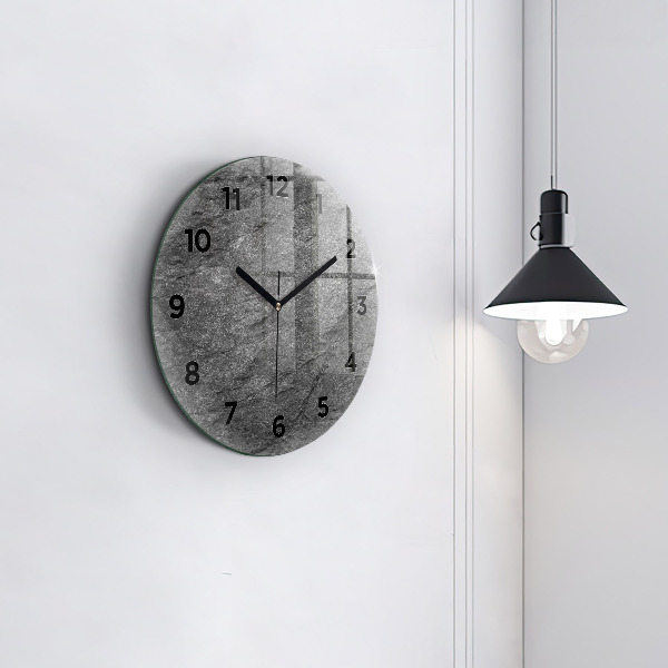 Round glass wall clock Volcanic rock