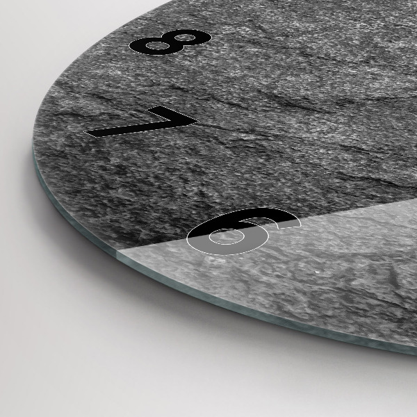 Round glass wall clock Volcanic rock