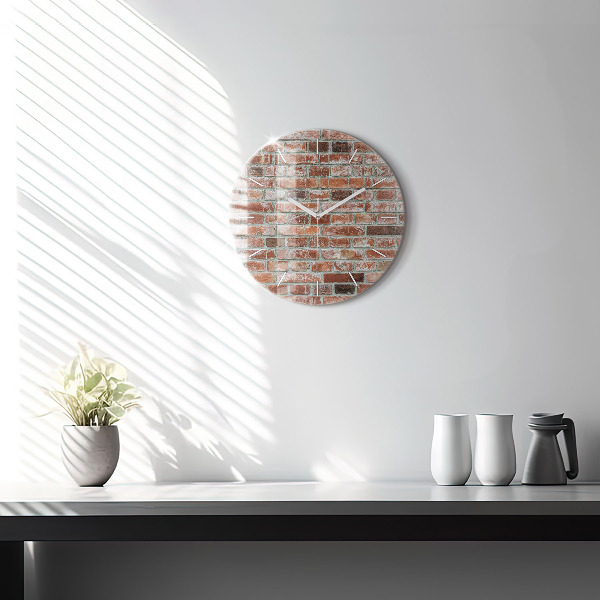 Round glass wall clock Brick wall