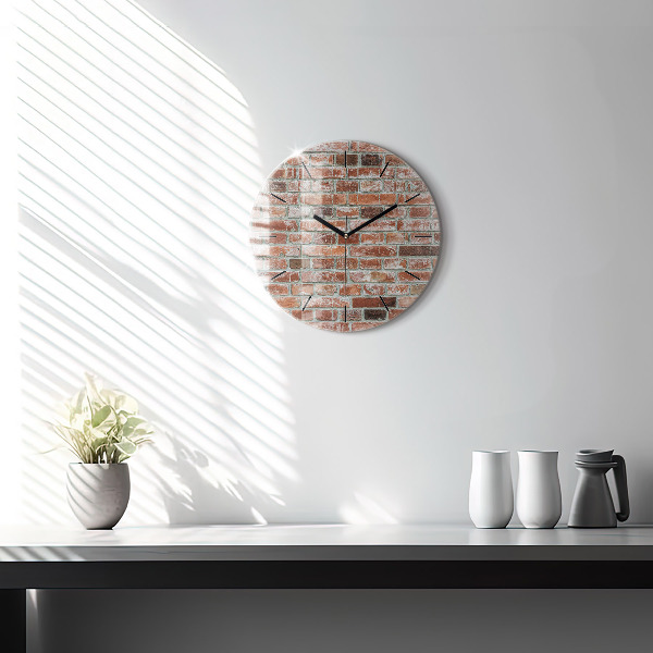Round glass wall clock Brick wall