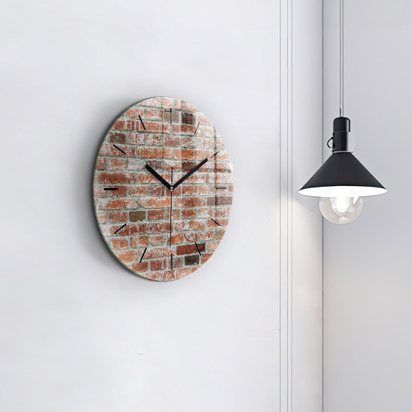 Round glass wall clock Brick wall