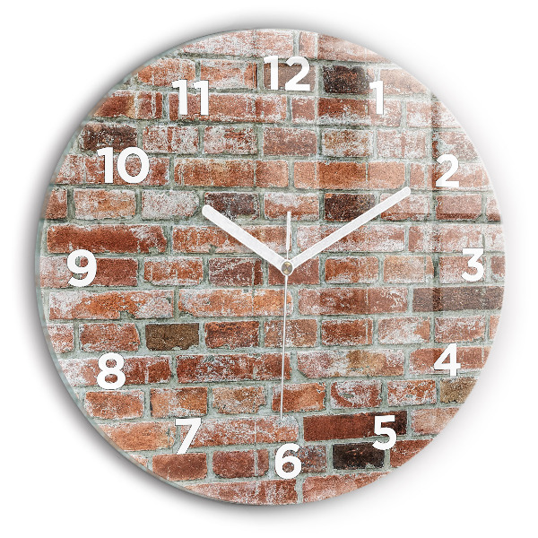 Round glass wall clock Brick wall