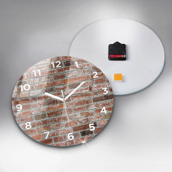 Round glass wall clock Brick wall
