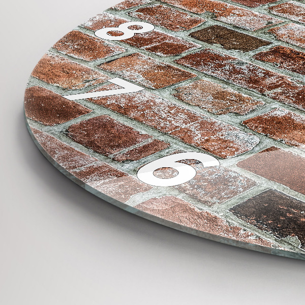 Round glass wall clock Brick wall