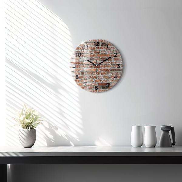 Round glass wall clock Brick wall