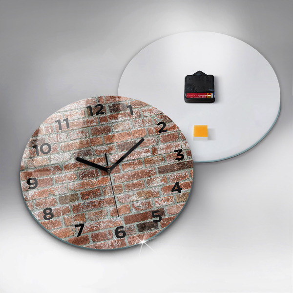 Round glass wall clock Brick wall