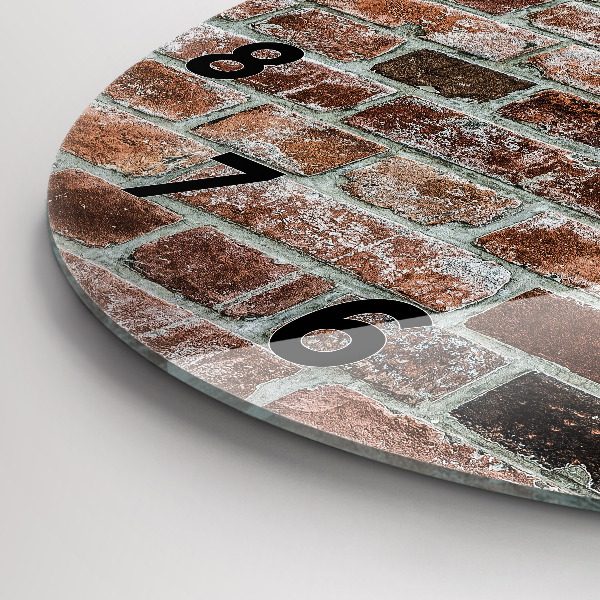 Round glass wall clock Brick wall