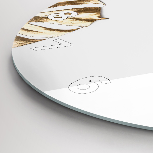 Round glass wall clock Tropical leaves