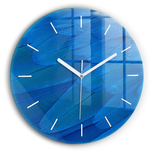 Round glass wall clock Bird feather