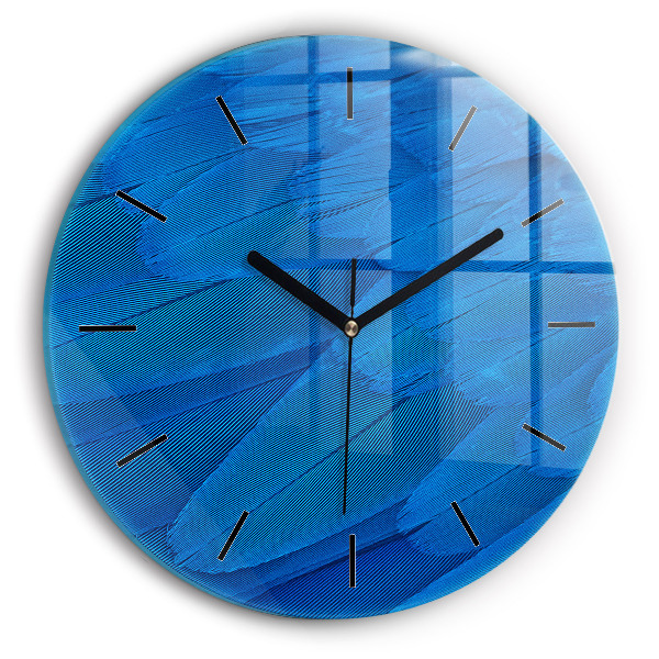 Round glass wall clock Bird feather