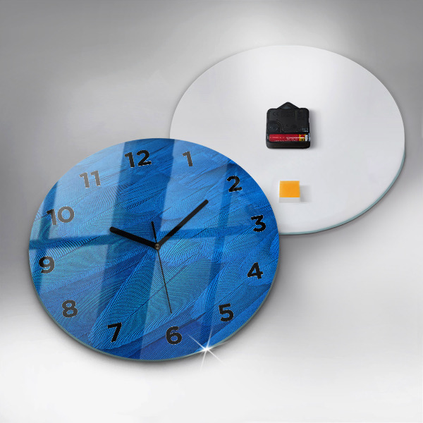 Round glass wall clock Bird feather