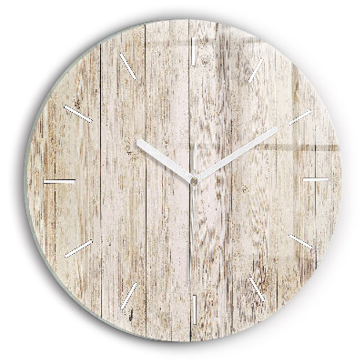 Round glass wall clock Wooden panels