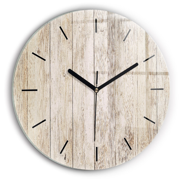 Round glass wall clock Wooden panels