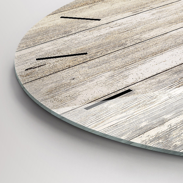 Round glass wall clock Wooden panels