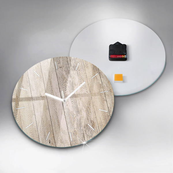 Round glass wall clock Wooden panels