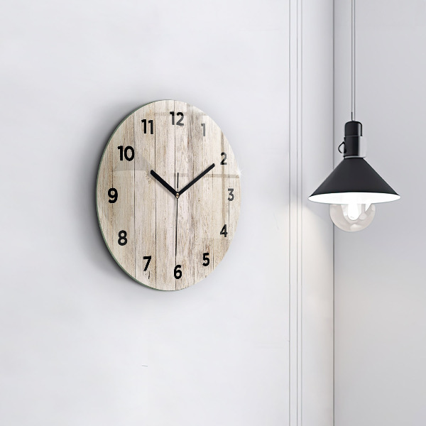 Round glass wall clock Wooden panels