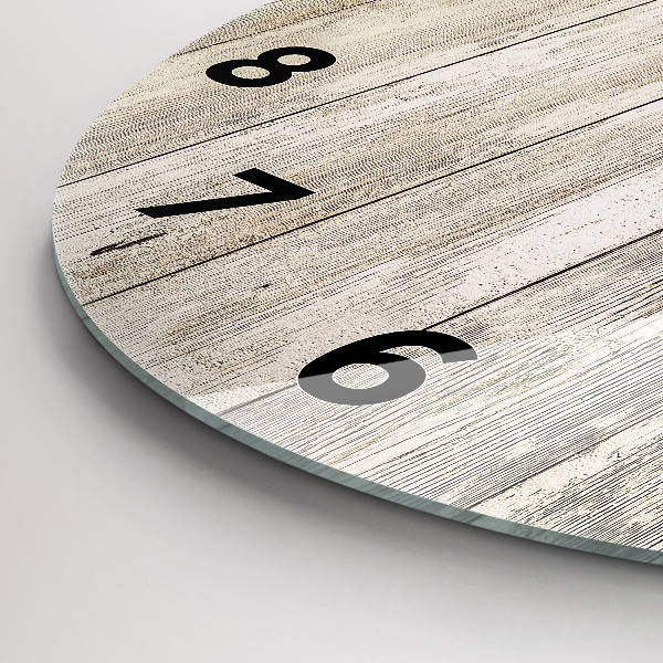 Round glass wall clock Wooden panels