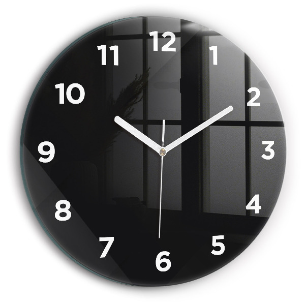 Round glass wall clock Dark wall pattern