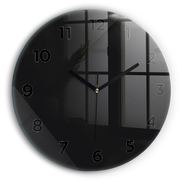 Round glass wall clock Dark wall pattern