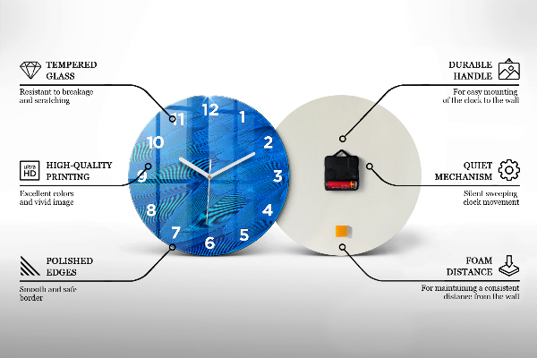Round glass wall clock Abstraction depth