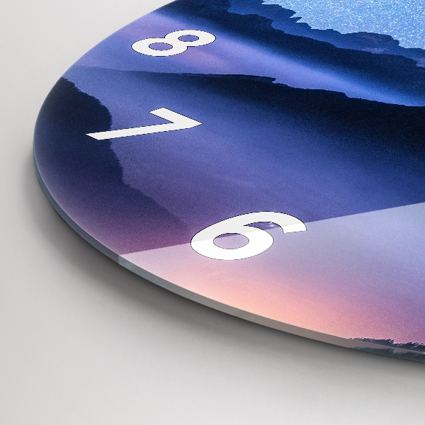 Round glass wall clock Milky Way and Mountains