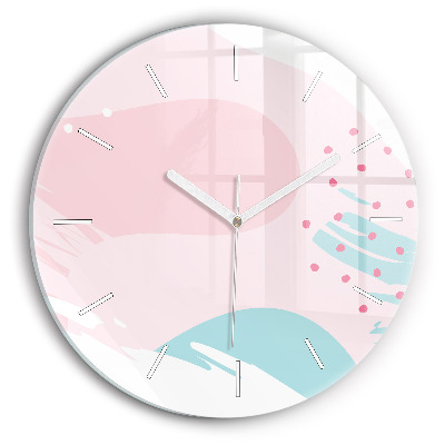 Round glass wall clock Pastel abstraction