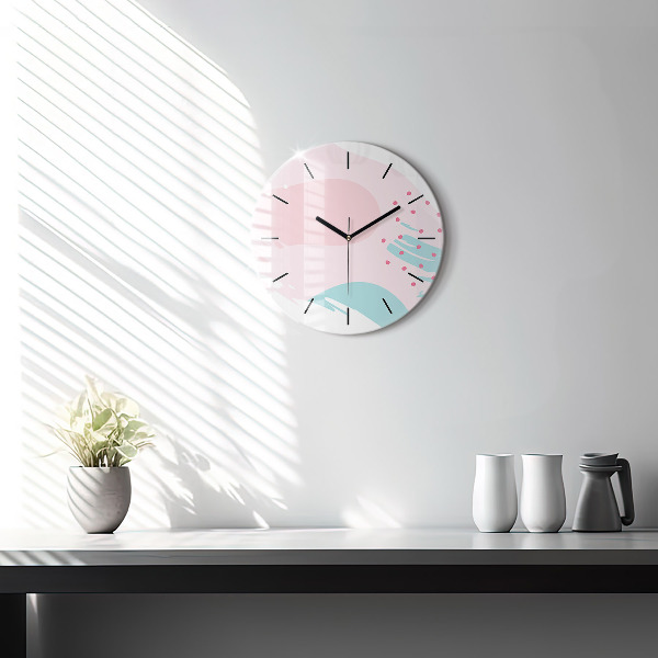 Round glass wall clock Pastel abstraction