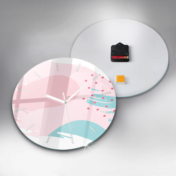 Round glass wall clock Pastel abstraction
