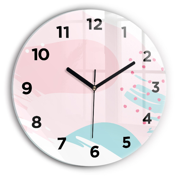 Round glass wall clock Pastel abstraction