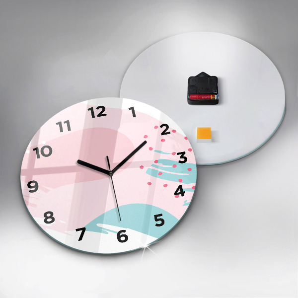 Round glass wall clock Pastel abstraction