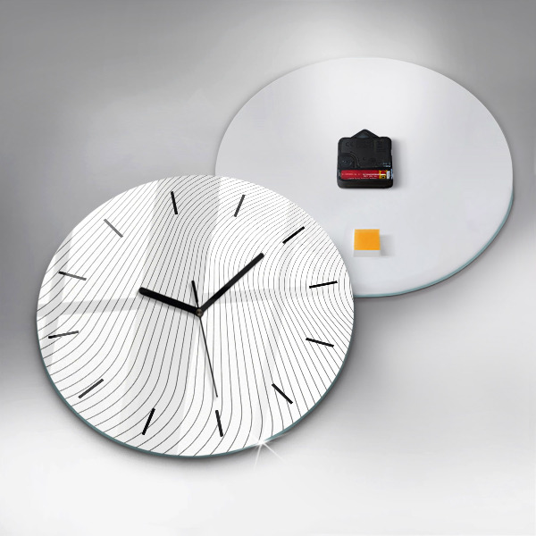 Round glass wall clock Abstraction lines