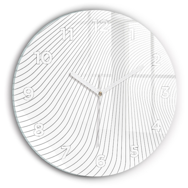 Round glass wall clock Abstraction lines