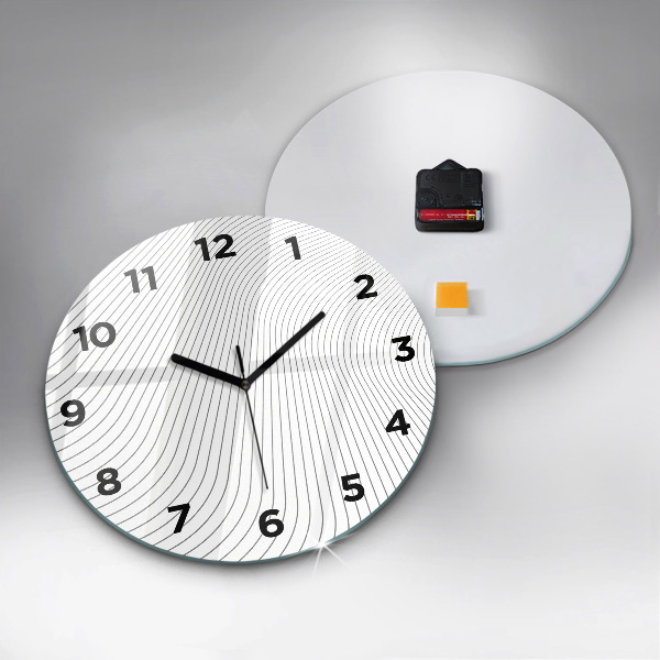 Round glass wall clock Abstraction lines