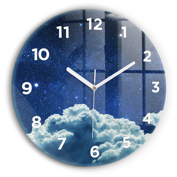 Round glass wall clock Night sky