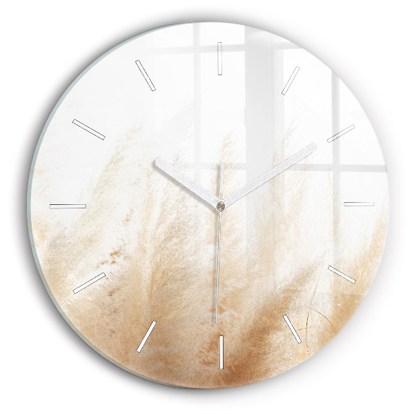 Round glass wall clock Ears of grain