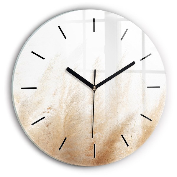 Round glass wall clock Ears of grain