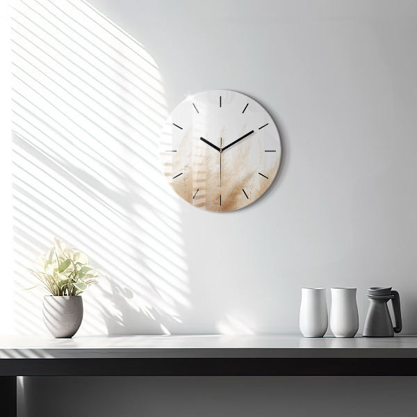 Round glass wall clock Ears of grain