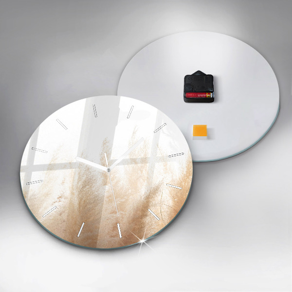 Round glass wall clock Ears of grain