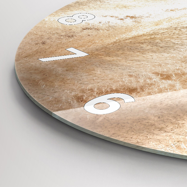 Round glass wall clock Ears of grain